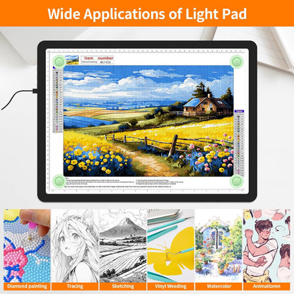Elice Magnetic A4 Light Board for Diamond Painting, Ultra-Thin Tracing LED Light Box with Side Buttons, Super Bright Diamond Art Light Pad, Light Table for Drawing, Sketching, Weeding Vinyl - Black