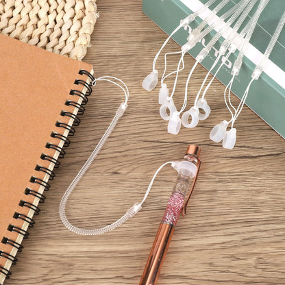 10pcs Pen Lanyards, Elastic Lanyard Tether with Silicone Rings Retractable Stylus Tether Clipboard Pen Strap Tablet Holder Anti-Lose Leash for Tethering Stylus to Touchscreen