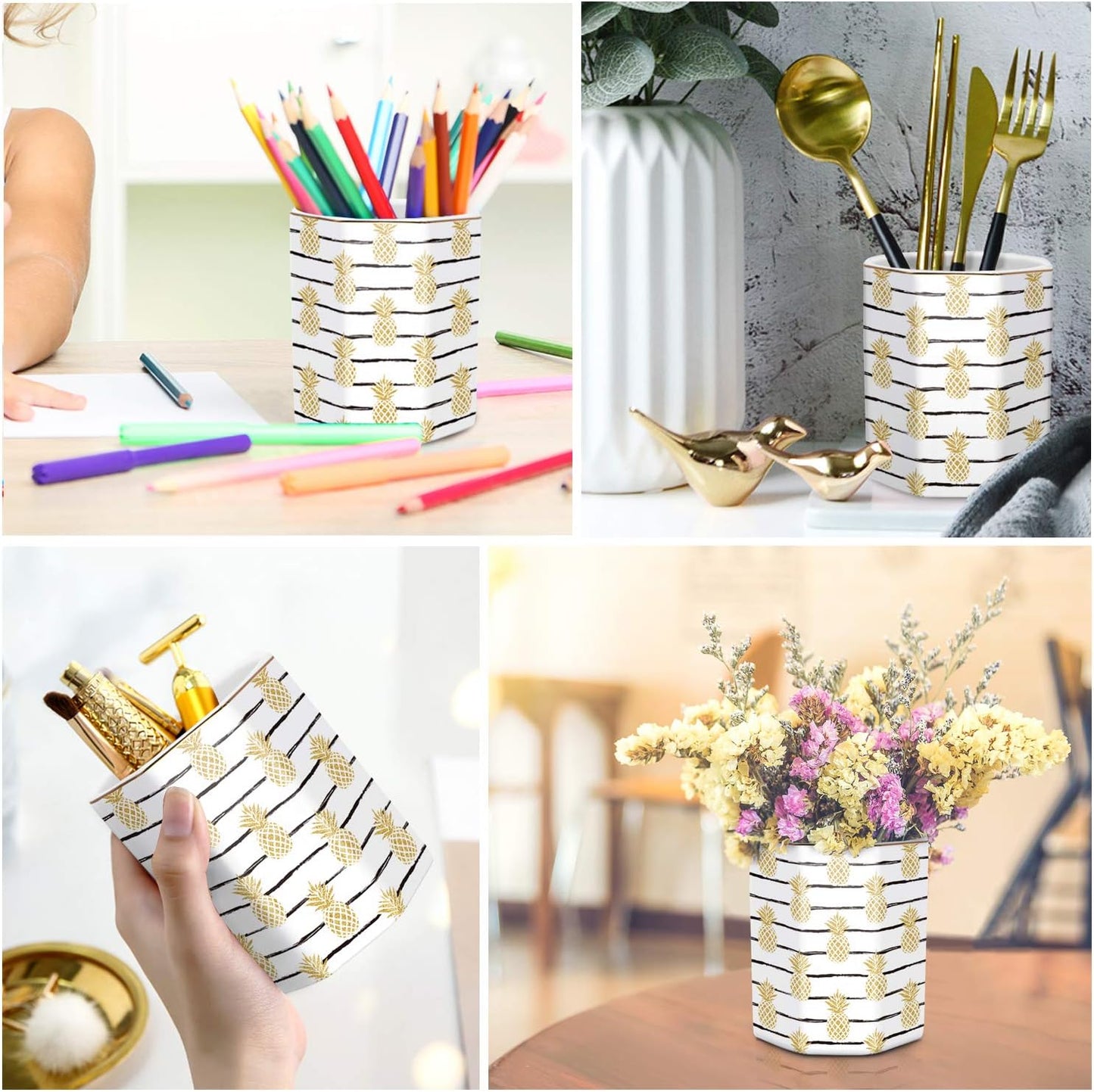 Pen Holder, Pencil Holder for Desk, Marble Desk Organizer Cute, Durable Ceramic Pencil Cup, Decorative Makeup Brush Holder Cup, Stationery Holder for Office, Home, Gray Marble