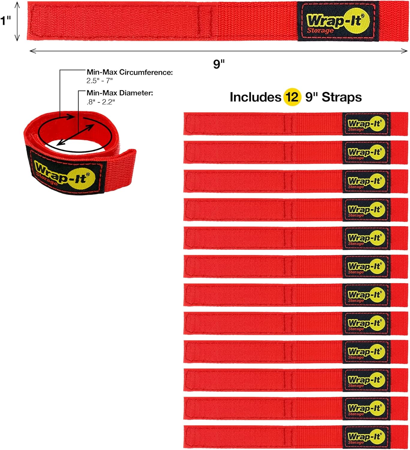 Quick-Straps by Wrap-It Storage - Assorted 20-Pack Black - Hook and Loop Hose and Cable Organizers