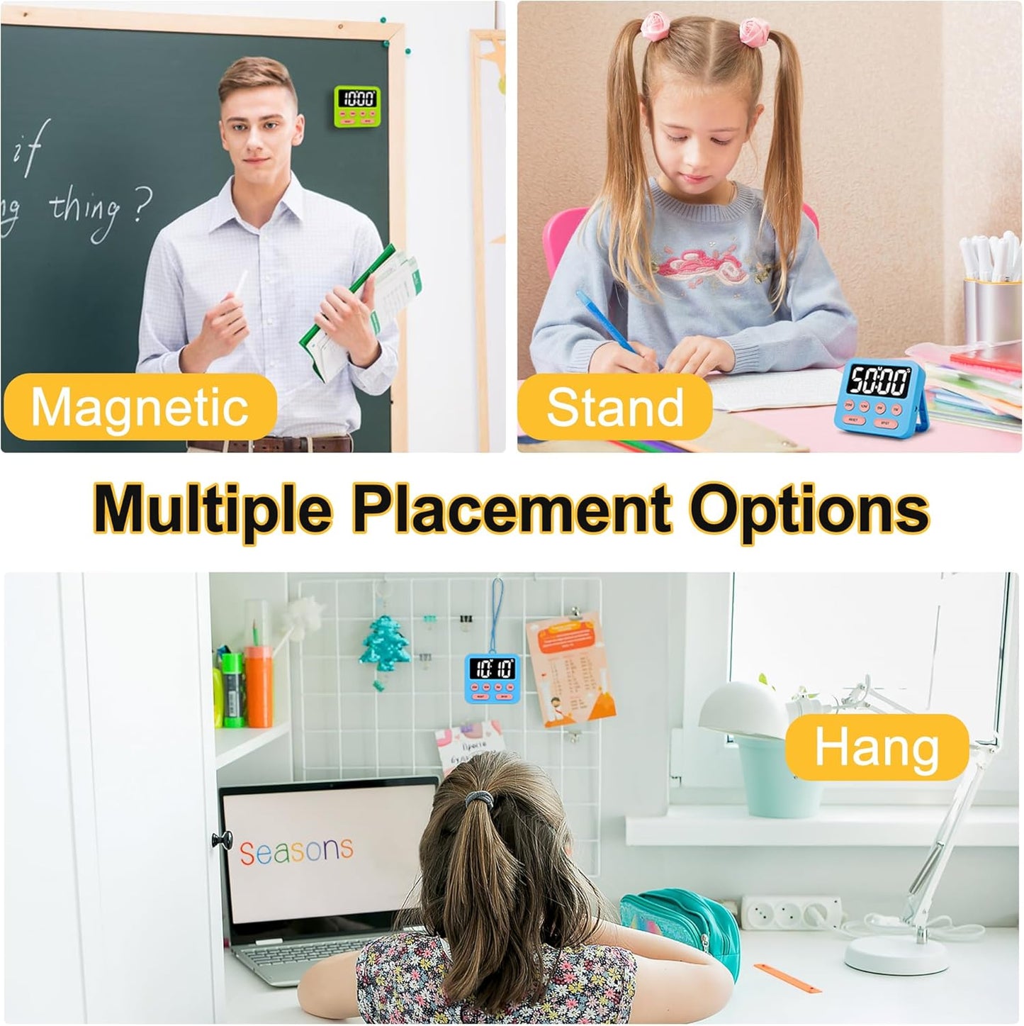 Pomodoro Timer for Kids, Productivity Timer with Loud Alarm, Digital Timers for Classroom, Suitable for ADHD Study Kitchen Work 1Pcs-Green