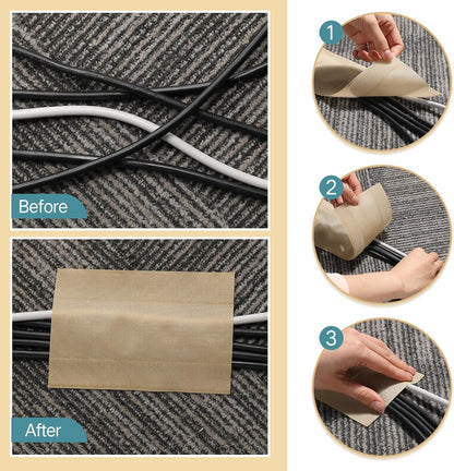 WILLBOND Carpet Cord Cover Cable Protector Floor Cover Cable Protector Management Only for Commercial Office Carpet(19.69 ft,Black)