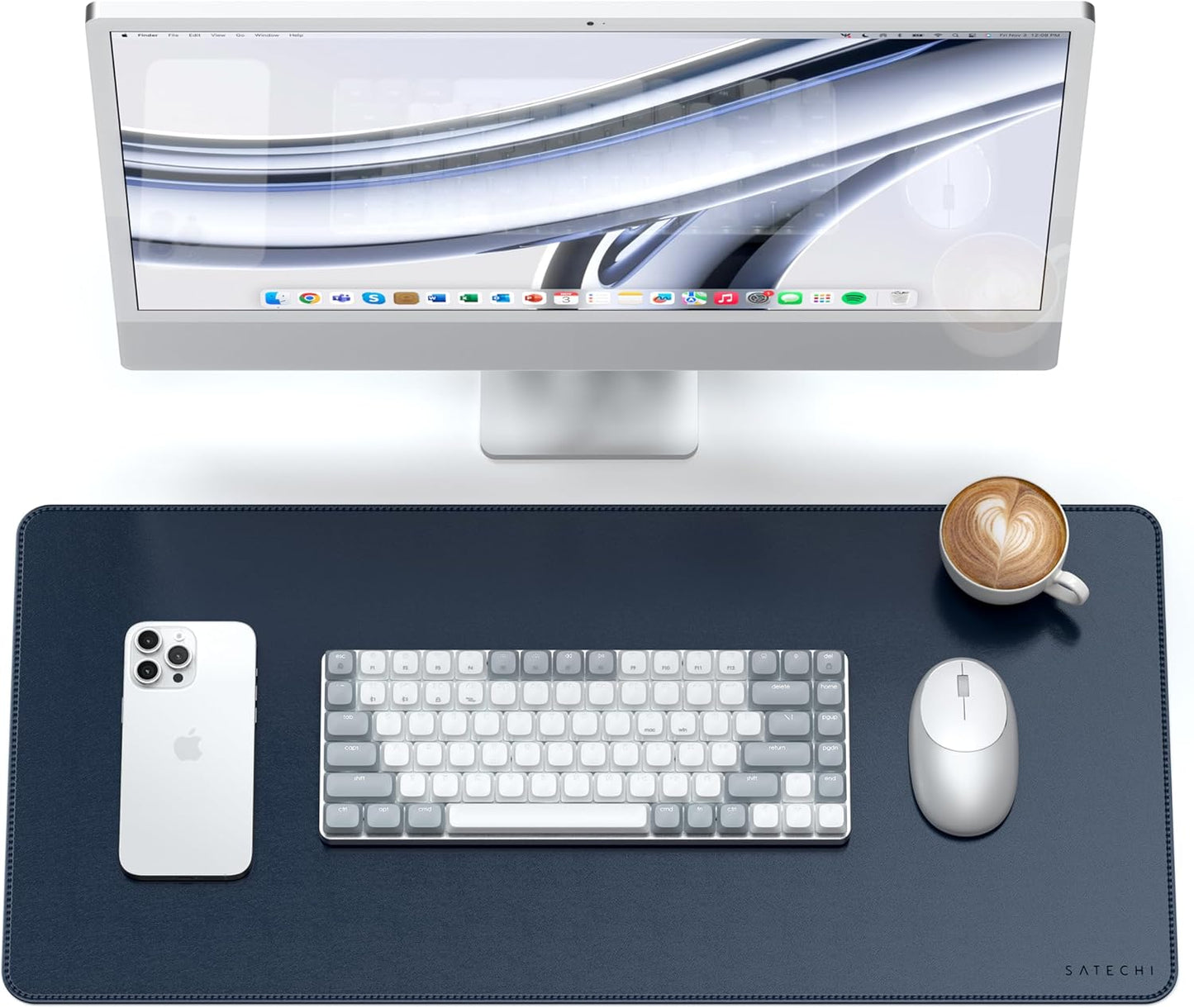 Satechi Vegan Leather Desk Mat, Large Mouse Pad Scratch and Water Resistant, Easy to Clean, Desk Pad for Office and Home, 26.8” x 12.4” x 0.1” - Black