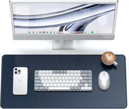 Satechi Vegan Leather Desk Mat, Large Mouse Pad Scratch and Water Resistant, Easy to Clean, Desk Pad for Office and Home, 26.8” x 12.4” x 0.1” - Black