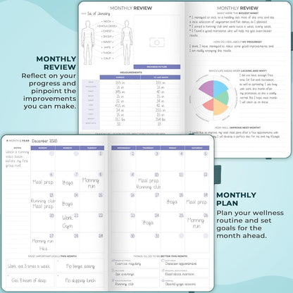 Clever Fox Fitness & Food Journal – Nutrition & Workout Planner for Women & Men – Diet & Gym Exercise Log Book with Calendars, Diet & Training Trackers - Undated, A5 Size, Hardcover (Forest Green)