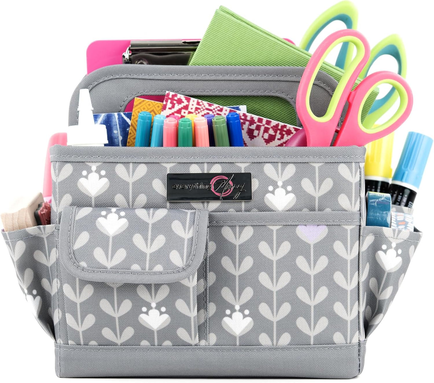 Everything Mary Craft Caddy, Tan Dot - Art Storage for Supplies & Crafts - Supply Organizers Tote for School Classroom, Office, and Home - Organization for Makeup & Nurses