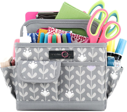 Everything Mary Craft Caddy, Tan Dot - Art Storage for Supplies & Crafts - Supply Organizers Tote for School Classroom, Office, and Home - Organization for Makeup & Nurses