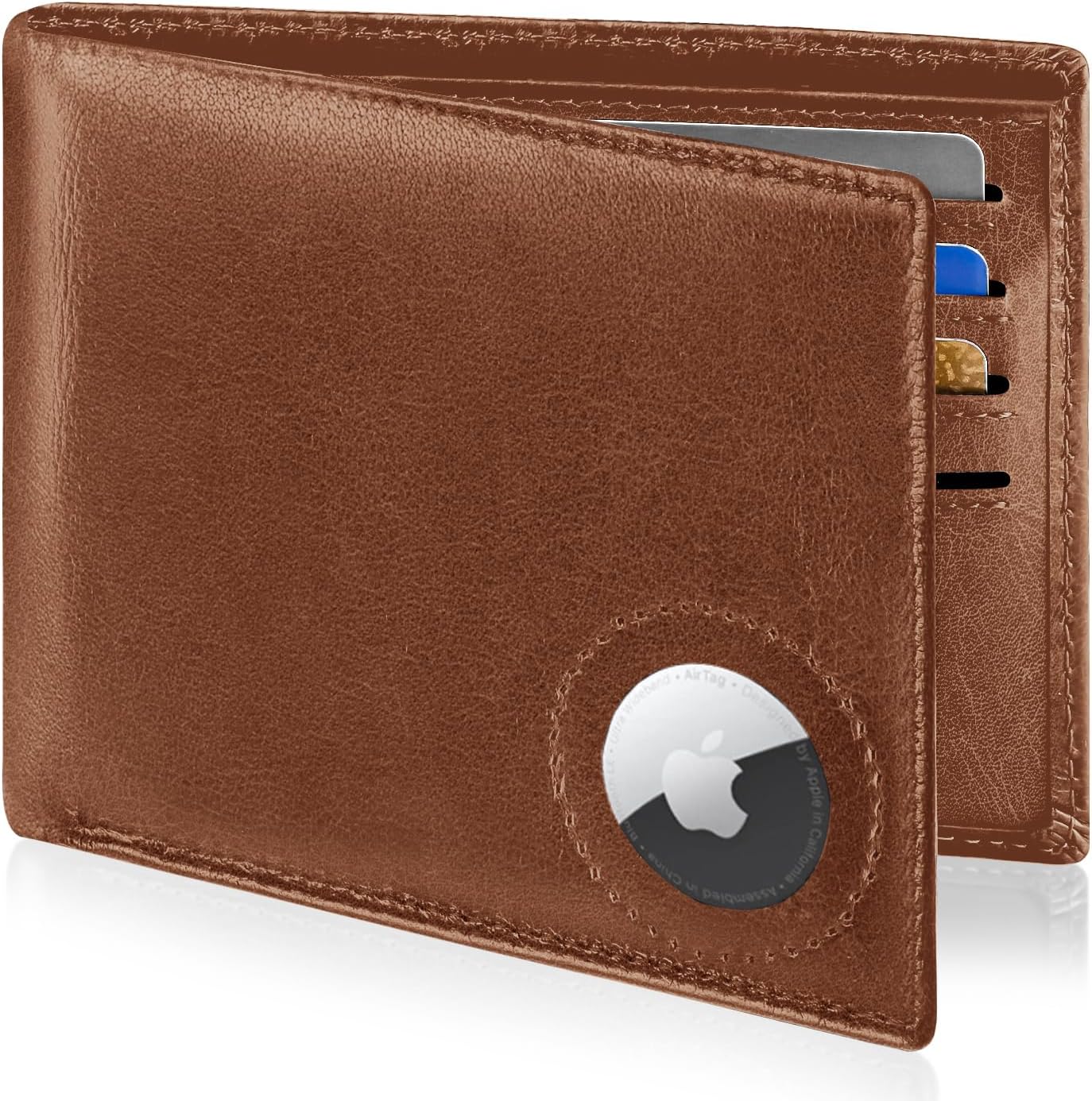 GIPUSSON Slim Leather Wallet for Men Airtag Hidden, Large Bifold Mens Wallet RFID Blocking with ID Windows, Credit Card Holder for Men Wallet
