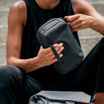 Peak Design Small Tech Pouch, Black, Electronics Organizer for Travel or Everyday Carry, Origami-Style Storage, Cable Pass-Through, Weatherproof Recycled Nylon, Gear Carry Bag for Men and Women
