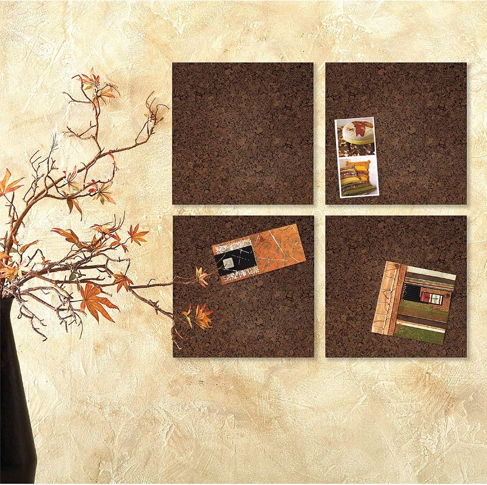 Quartet Cork Tiles, Bulletin Board Cork Panels 12" x 12" x 3/16", Natural, 4 Pack (102)