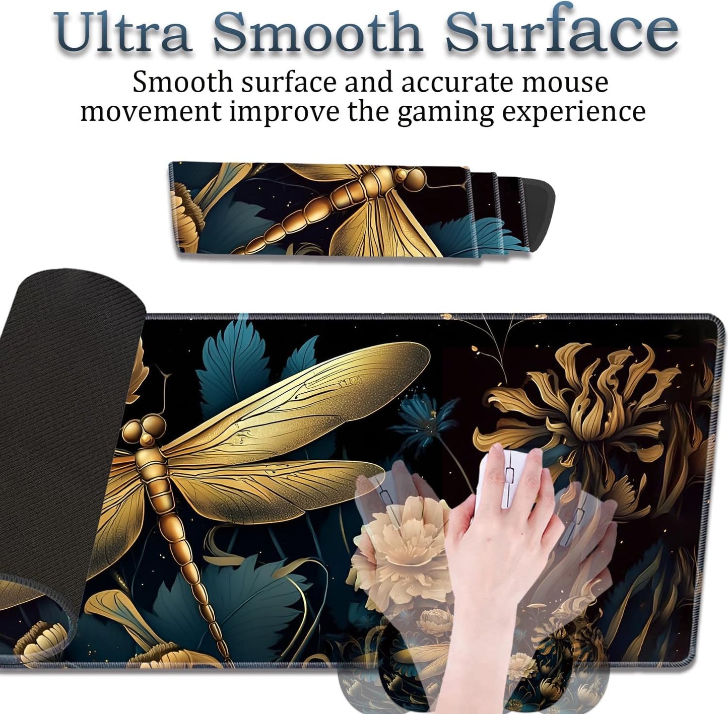 Mouse Wrist Rest and Keyboard Wrist Rest Pad Set, Non-Slip Rubber Base Smooth Surface Ergonomic Gaming Mouse Pad for Easy Typing and Pain Relief, Antique Blue Wood Grain Dog Paw + Coaster