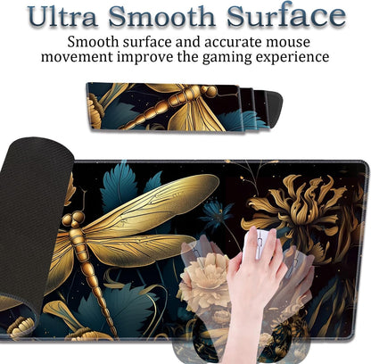 Mouse Wrist Rest and Keyboard Wrist Rest Pad Set, Non-Slip Rubber Base Smooth Surface Ergonomic Gaming Mouse Pad for Easy Typing and Pain Relief, Antique Blue Wood Grain Dog Paw + Coaster