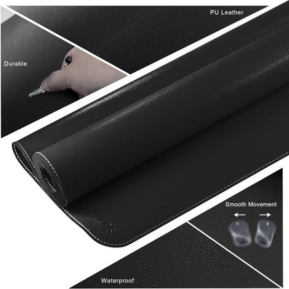 Mydours 40" x 20" Extra Large Desk Mat, PU Leather & Cork Desk Pad, Large XXL Desk Mouse Pad for Workstation, Office, Home, Computer Desk Mat with Keyboard & Mouse (Black)
