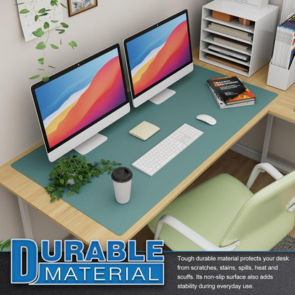 K KNODEL Large Office Leather Desk Mat, Mouse and Keyboard Pad, Computer and Laptop Mat, Desktop Protector and Cover, Writing Pad and Blotter (31.5"x15.7", Black)