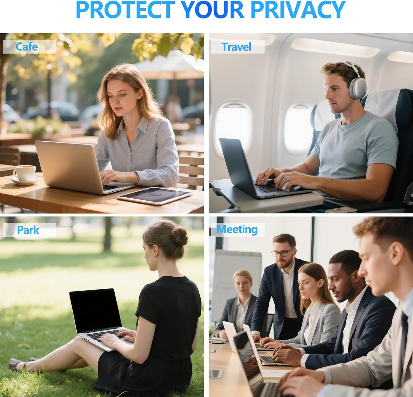 2 Pack Magnetic Hanging Computer Privacy Screen 24 Inch for 16:9 Widescreen Monitor, Removable Privacy Screen Anti Glare Blue Light Computer Screen Privacy Shield, Anti-Scratch 24in Protector Film