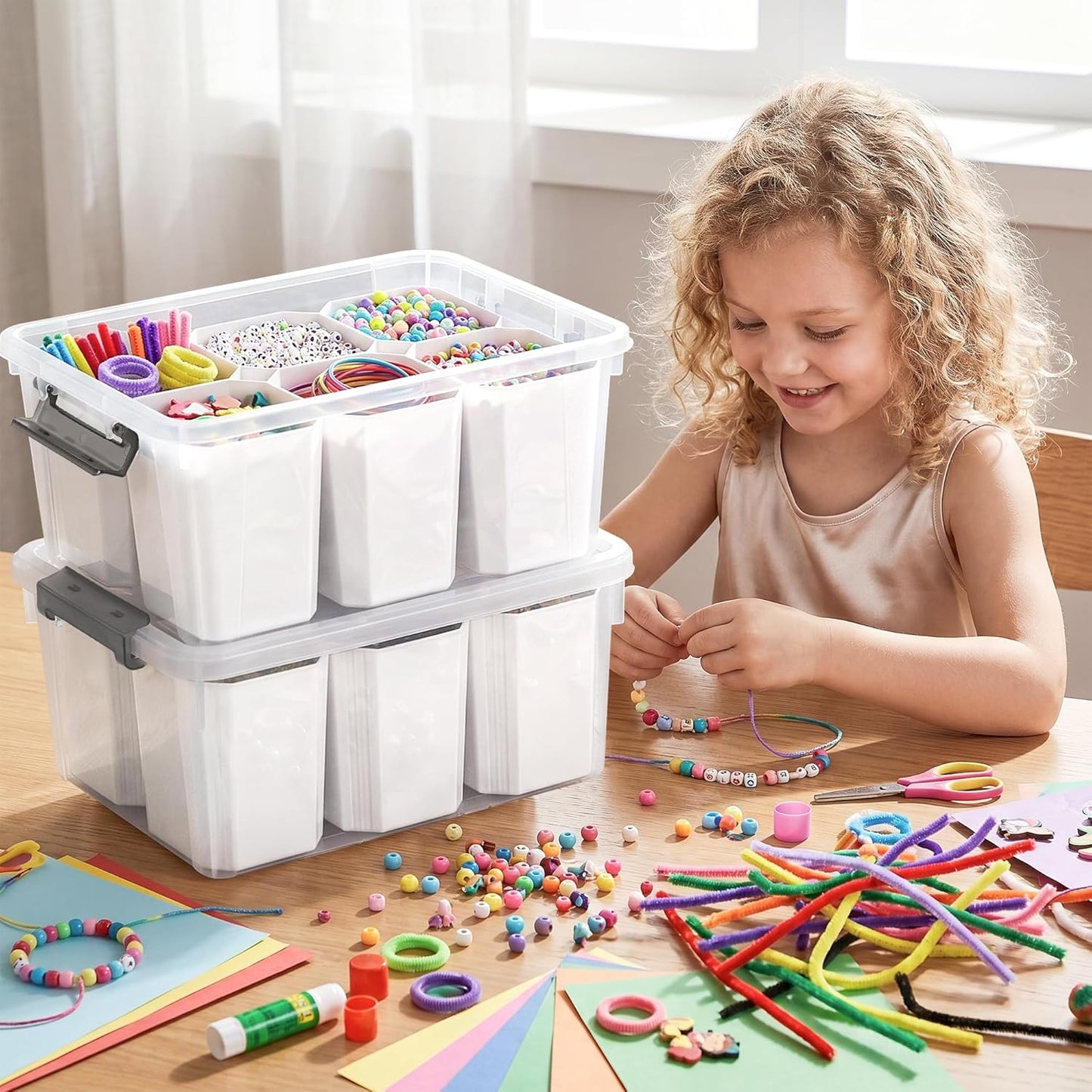 Citylife 17 QT Plastic Storage Bins Clear Storage Box with Lids Multipurpose Stackable Storage Containers for Organizing Tool, Craft, Crayon