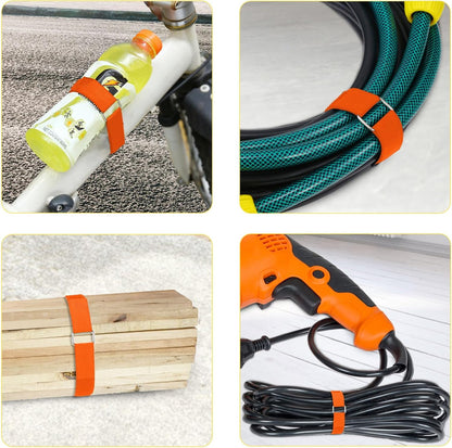 YMCRLUX 1"x32ft Hook and Loop Straps with 50 Metal Buckles, Adjustable Fastening Cable Straps, Cut-to-Length Cinch Strap, Reusable Nylon Securing Cord Ties for Organizer or Storage, 1 inch Wide, Black