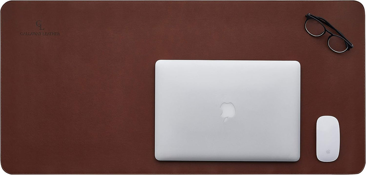 Gallaway Leather Desk Mat, Office Writing Desk Pad, Large 36" x 17" Dark Brown, for Top of Desks, Gift Ready Elegant Computer Desk Cover Protector PU Leather
