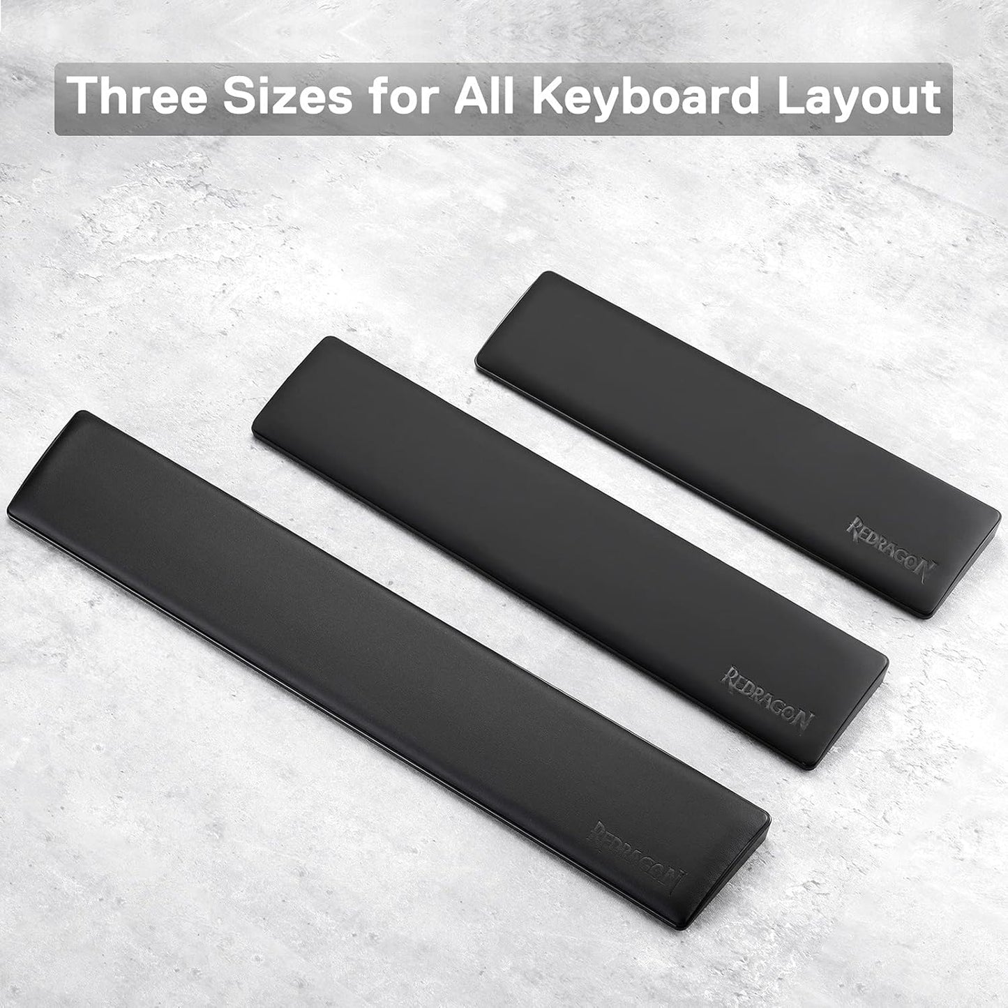 Redragon P037 Meteor L Computer Keyboard Wrist Rest Pad, Ergonomic Soft Memory Foam Wrist Support w/Anti-Slip Rubber Base, 100% 104 Keys Standard Size 17.12 x 2.87 in, 0.78 inch (20mm) Height, Black