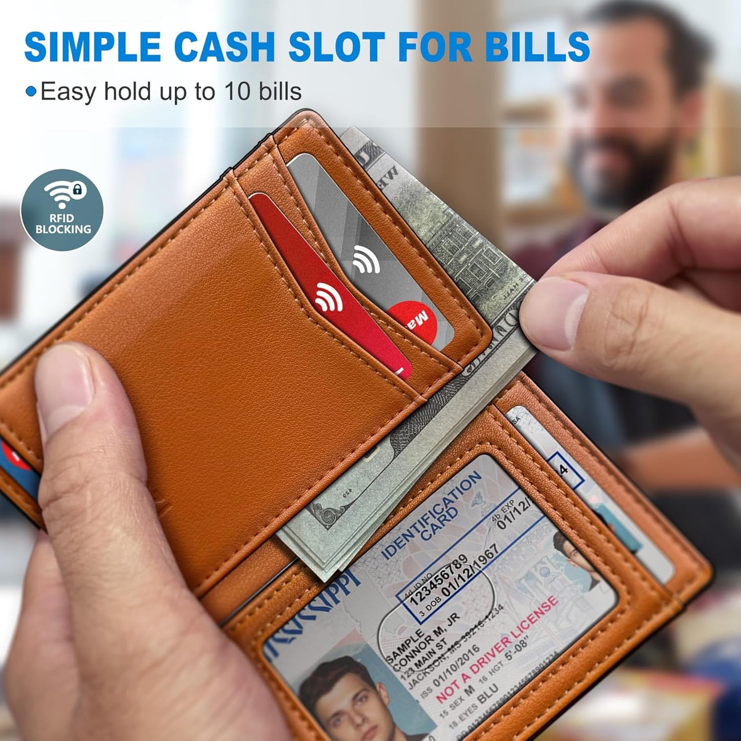 miyozi Airtag Slim Leather Wallet for Men - 12-Card Capacity, Magnetic Closure, Money Clip & Simplified Bill Compartment, RFID Blocking (4.3" x 3.0") | Gift Boxed