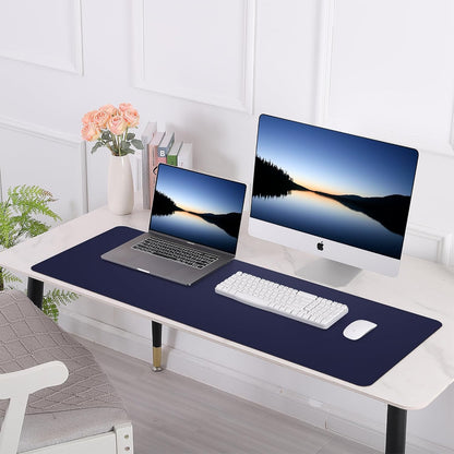AFIING Large Desk Mat 47" x 17", Dual-Sided Natural Cork & PU Leather Desk Pad, Non-Slip Waterproof Mouse Pad for Office, Home & Gaming, Black