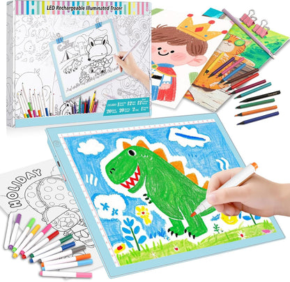 Light Up Tracing Board Kits Blue, 15" Writing Tracer Pad for Kids Ages 3-12, Drawing Tablet Supplies for Diamond Art Painting Accessories, Sketching Light Box Table for Boys Adults Holiday Gift Toys