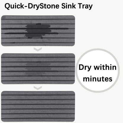 NiuYichee 2 PCS Water Absorbent diatomite Coasters, 8.3" x 4" Water Absorbing Stone Tray for Sink, Stone Drying mat for Kitchen Counter, Stone soap Tray Used for Hand Soaps & toiletries & Plants