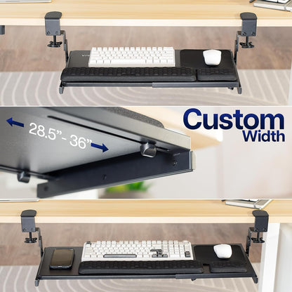 VIVO Large Height Adjustable Under Desk Keyboard Tray, C-clamp Mount System, 27 (33 Including Clamps) x 11 inch Slide-Out Platform for Typing, White, MOUNT-KB05HW