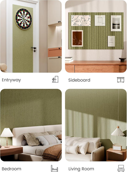 Bumusty Large Cork Board Alternative-48 x 36" Felt Bulletin Board Tiles, with 30 Pushpins, 70 Adhesive Tabs, Fine-Stripe 12-Pack, Cork Boards for Office Push Pin Board Felt Board-Oatmeal