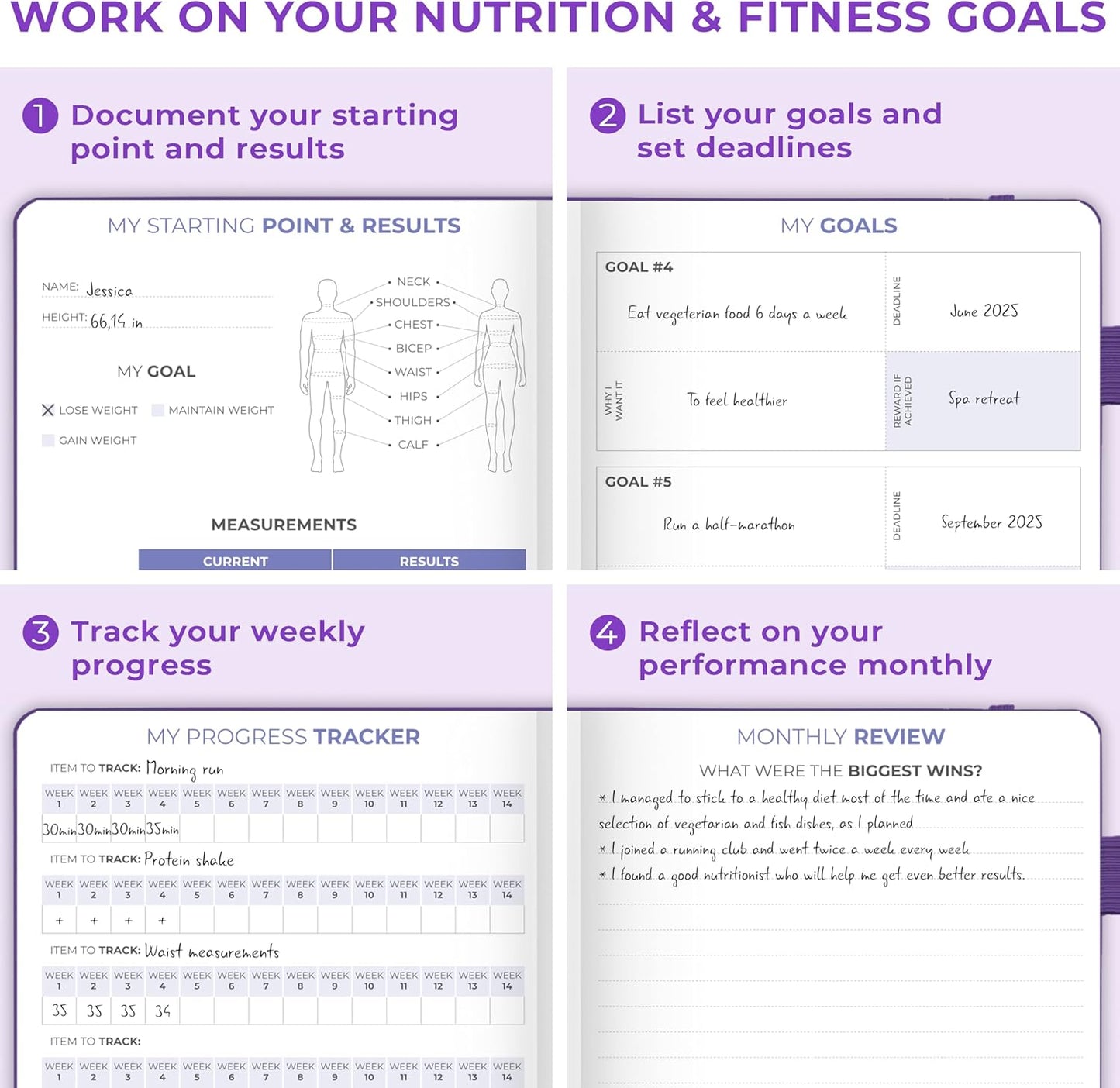 Clever Fox Fitness & Food Journal – Nutrition & Workout Planner for Women & Men – Diet & Gym Exercise Log Book with Calendars, Diet & Training Trackers - Undated, A5 Size, Hardcover (Forest Green)