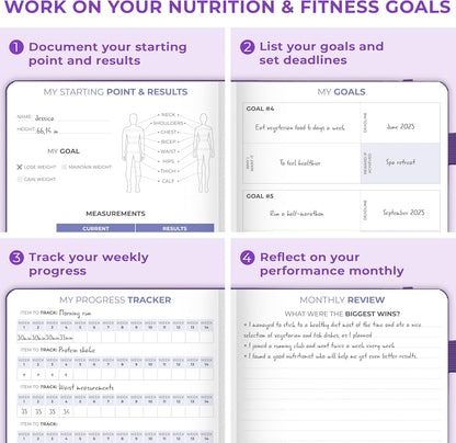 Clever Fox Fitness & Food Journal – Nutrition & Workout Planner for Women & Men – Diet & Gym Exercise Log Book with Calendars, Diet & Training Trackers - Undated, A5 Size, Hardcover (Forest Green)