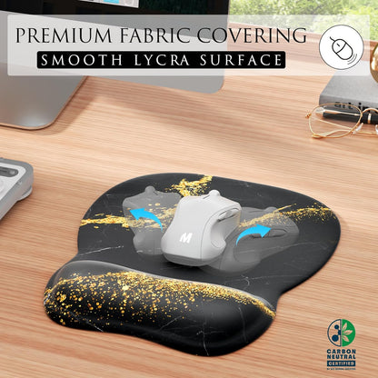 MROCO Ergonomic Mouse Pad with Gel Wrist Rest, Smooth Wrist Support Surface, Non-Slip PU Base for Pain Relief, Comfortable Mousepad for Computer, Laptop, Office & Home, 9.4 x 8.1 in, Black