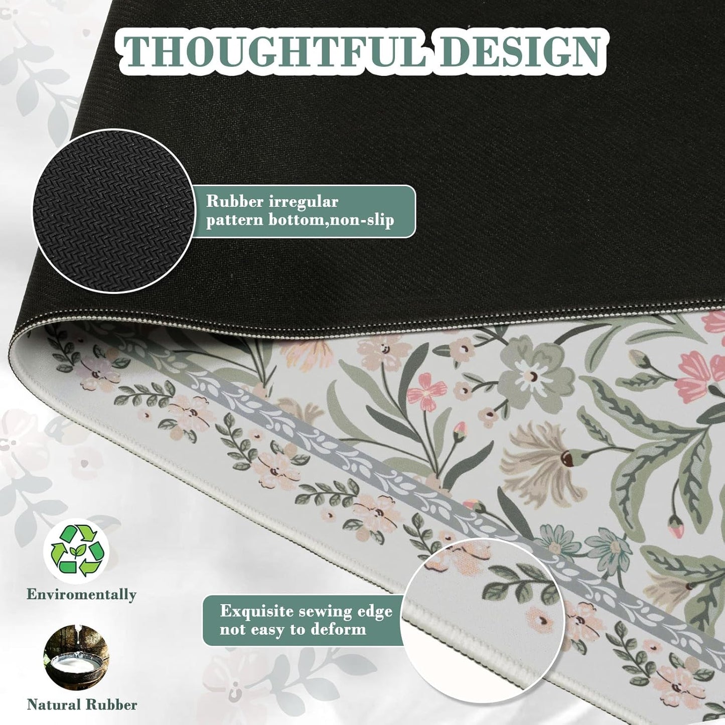 iCasso Desk Mat for Keyboard and Mouse, Large Mouse Pad, Desk Pad Mat, Anti-Slip Big Mousepad with Stitched Edges for Computer Desktop(Deep Green)
