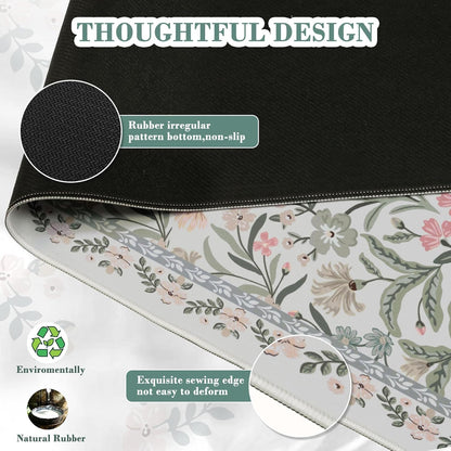 iCasso Desk Mat for Keyboard and Mouse, Large Mouse Pad, Desk Pad Mat, Anti-Slip Big Mousepad with Stitched Edges for Computer Desktop(Deep Green)