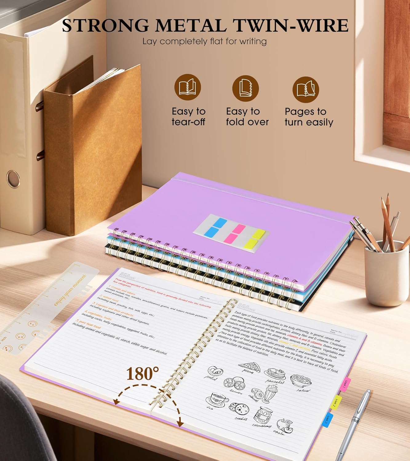 Dotted Notebook, Spiral Notebook Journal 8.5” x 11”, A4 Large Dot Grid Notebooks for Women Men, 100 GSM Dotted Paper, Plastic Hardcover Spiral Bullet Journals for Work School Sketching, Green