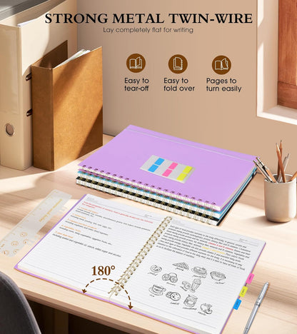 Dotted Notebook, Spiral Notebook Journal 8.5” x 11”, A4 Large Dot Grid Notebooks for Women Men, 100 GSM Dotted Paper, Plastic Hardcover Spiral Bullet Journals for Work School Sketching, Green