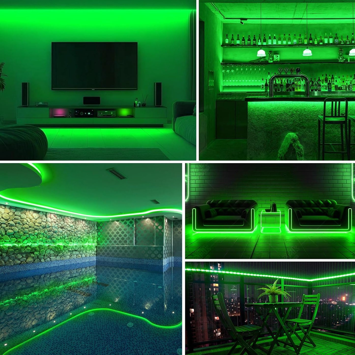 echosari Strip Lights USB 5V, 9.8Ft 180 LED Strip Lights Cuttable 2835 SMD Super Bright with Self-Adhesive DIY for Cabinet Photo Frames Desks Monitor Shelves Decor (Green)