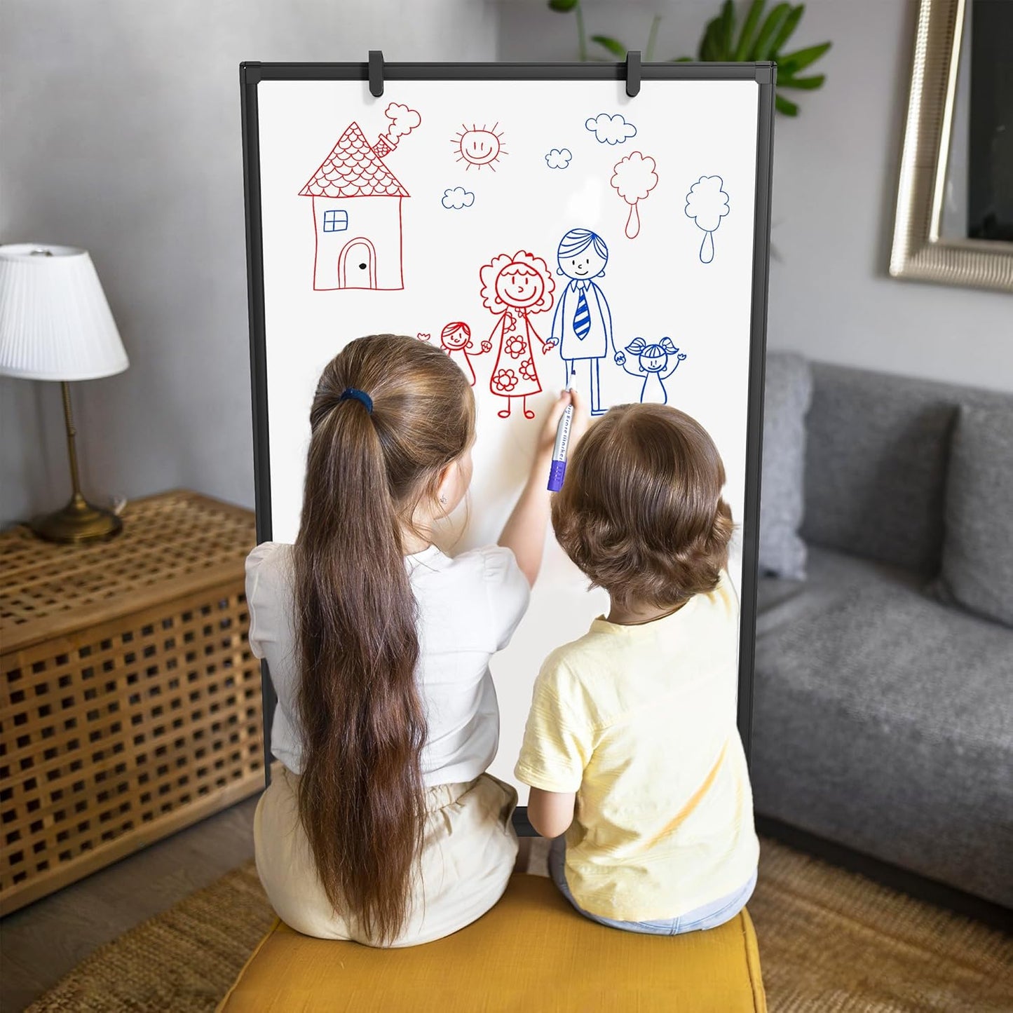 Large Whiteboard Easel with Stand, 36" x 24" Portable Standing Magnetic Dry Erase White Board, 3' x 2' Tripod Height Adjustable Flip Chart Easel for Home Office Classroom School, Silver