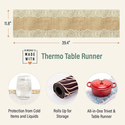 RIMONA'S Heat Resistant Table Runner - Waterproof, Trivet Runner, Heat Proof Table Protector, Trivet Table Runner, Ideal for Gifting, Mother-in-Law Gift, All-Natural Cork Table Runner