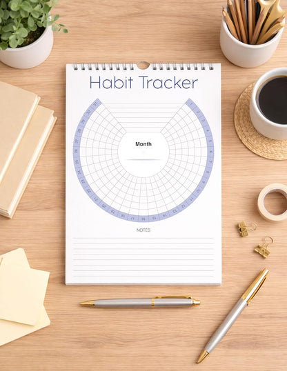 Habit Tracker Calendar (Undated 12 Month) with Silver Spiral Bound and Hanger, 7"x10" Habit Planner, Daily Weekly and Monthly Habit Tracker Journal, Habit Calendar, Colorful Layout.