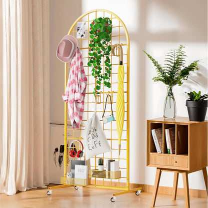 Asee'm Grid Wall Panels Display Stand 2' x 5.2' FT Black Movable Wire Grid Wall Display Rack Heavy Floorstanding Detachable Girdwall Panel with T-Base for Craft Show Rack, Retail Displays 1PCS