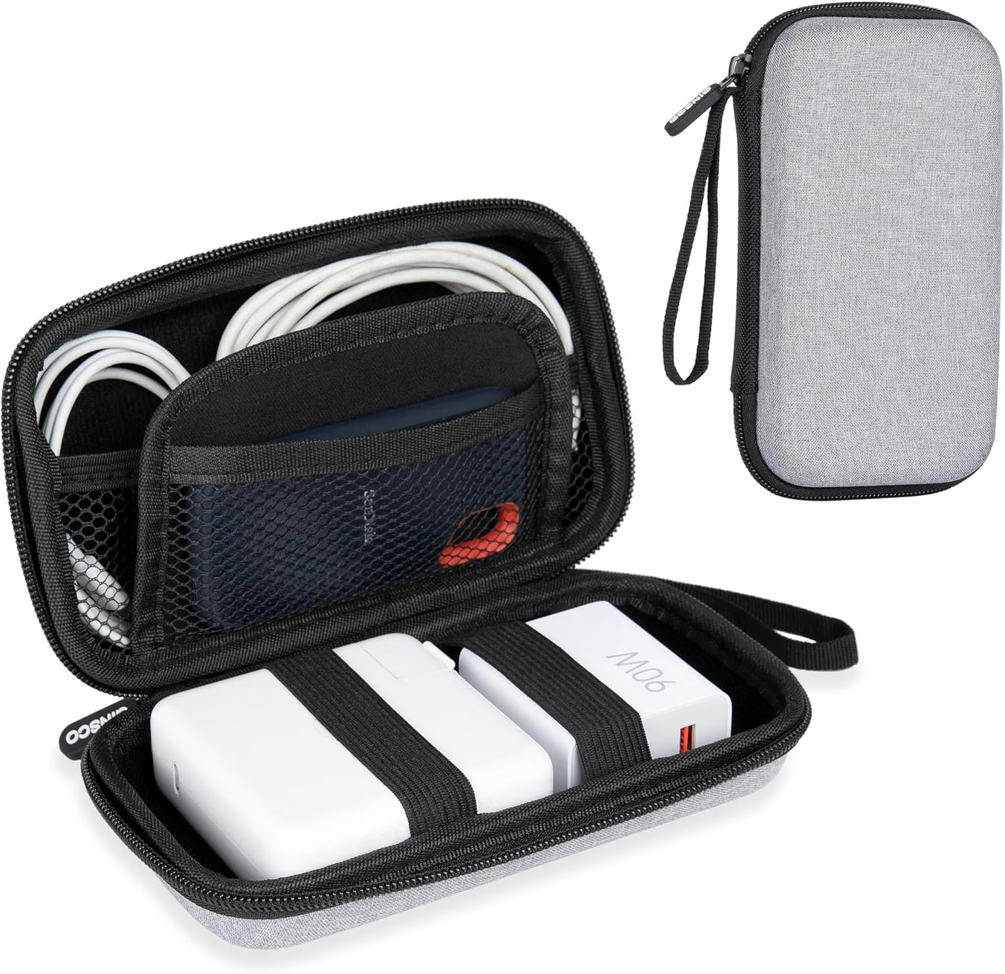 Ginsco Hard Shell Protection Case Electronic Accessories Organizer Pouch for MacBook Air/pro Adapter Chargers Cables Power Bank, for Sandisk Portable SSD Flash Disk SD Card (Black)