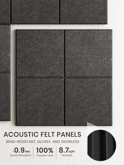 Bumusty Large Cork Board Alternative-48 x 36" Felt Bulletin Board Tiles, with 30 Pushpins, 70 Adhesive Tabs, Bold-Stripe 12-Pack, Cork Boards for Office Push Pin Board Felt Board-Carbon Blue