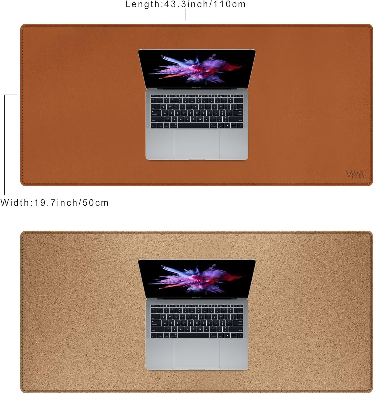 Vyaaa PU Leather & Cork Desk Mat, 39.4"x15.7" Dual Sided Computer Desk mat, Waterproof Large Mouse Pad, Non-Slip Office Desk pad, Office Desk Protector for Work/Gaming/Home (Black)