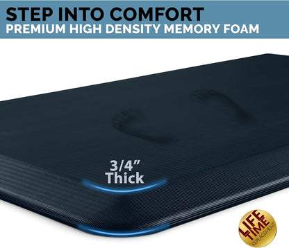 ComfiLife Anti Fatigue Floor Mat – 3/4 Inch Thick Kitchen Mats for Floor, Standing Desk Mat, Kitchen Rug – Comfort at Home, Office – Durable – Stain Resistant – Non-Slip Bottom (20" x 32", Black)