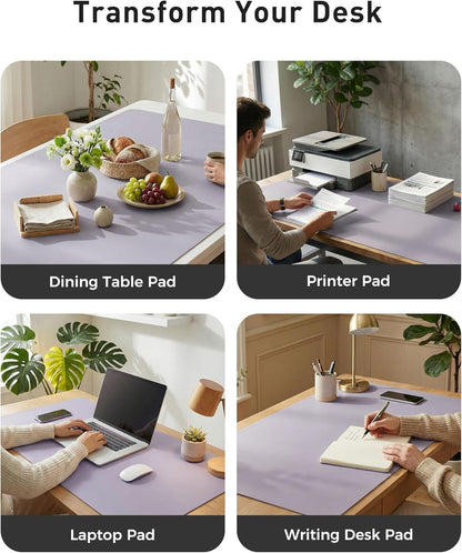 Aothia Non-Slip Waterproof PU Leather Desk Pad Protector for Mouse, Writing Desk, Office, Home, Laptop Blotter, 23.6" x 13.7", Black - Colors B