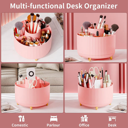 fanado 360° Rotate Makeup Brush Holder Organizer, Makeup Organizers Countertop, Makeup organization and Skincare Storage for Vanity, Desktop, Bathroom (White)