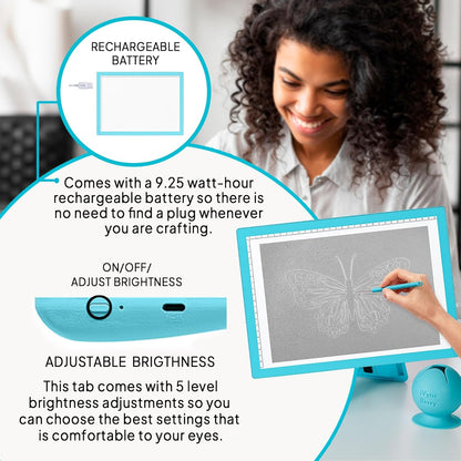 iVyne Rechargeable A4 Light Pad for Tracing & Weeding - LED Light Board for Weeding Vinyl - for Cricut Vinyl Weeding Tools - Ultra-Thin & Portable - Perfect for Artists & Crafters - Pink
