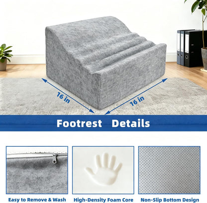 Foot Rest Under Desk, Ergonomic Foot Stool, Comfortable Office Footrest with Curved Design, with Washable Cover for Home and Office, Relieves Leg Pressure (Dark Gray)