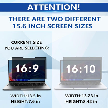 Magnetic Laptop Privacy Screen 15.6 Inch 16:9, Removable Computer Privacy Filter Shield and Anti Glare Blue Light Screen Protector, Compatible with HP Dell Acer Asus Samsung Lenovo ThinkPad